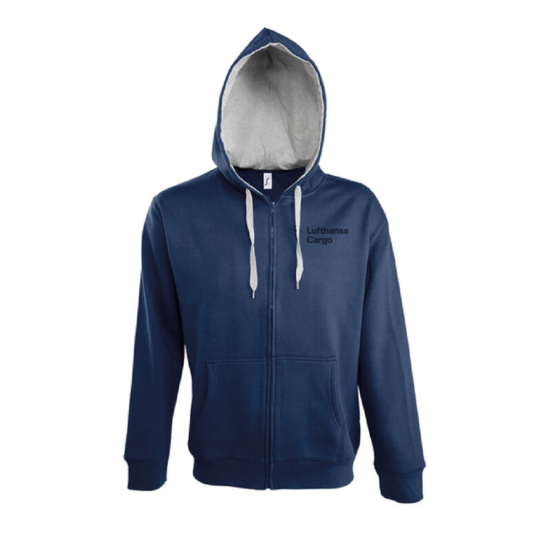 Herren Kapuzenjacke mit Reißverschluss mit Lufthansa Cargo Branding